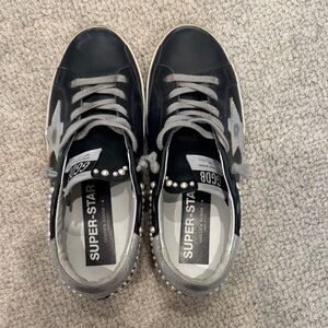 Golden Goose Black and Silver Star Sneakers